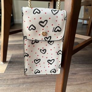 Coach Heart Pattern Crossbody Bag - Perfect for Date Night! Carry phone/cards!